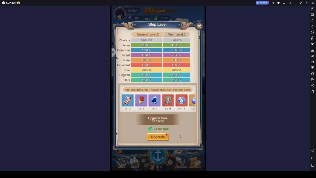 Upgrade the Level of the Ship in Endless Sailing