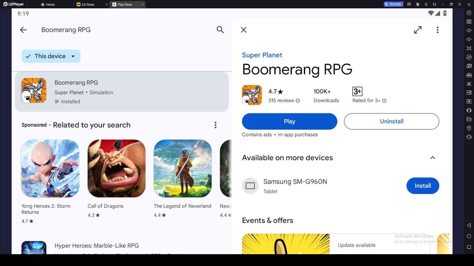Playing Boomerang RPG on PC with LDPlayer