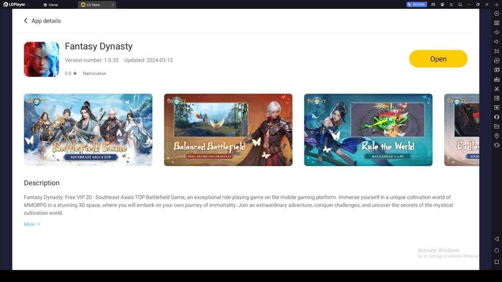Playing Fantasy Dynasty on PC with LDPlayer