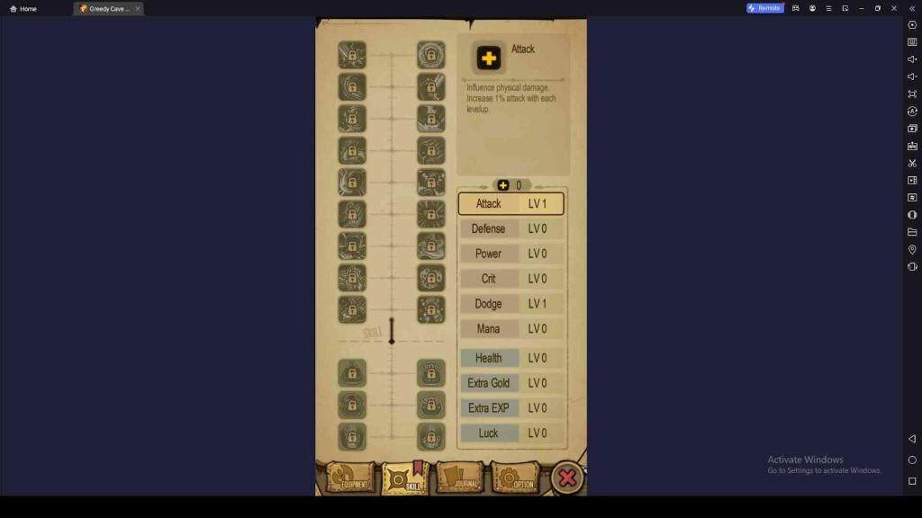 Level up the Character Attributes