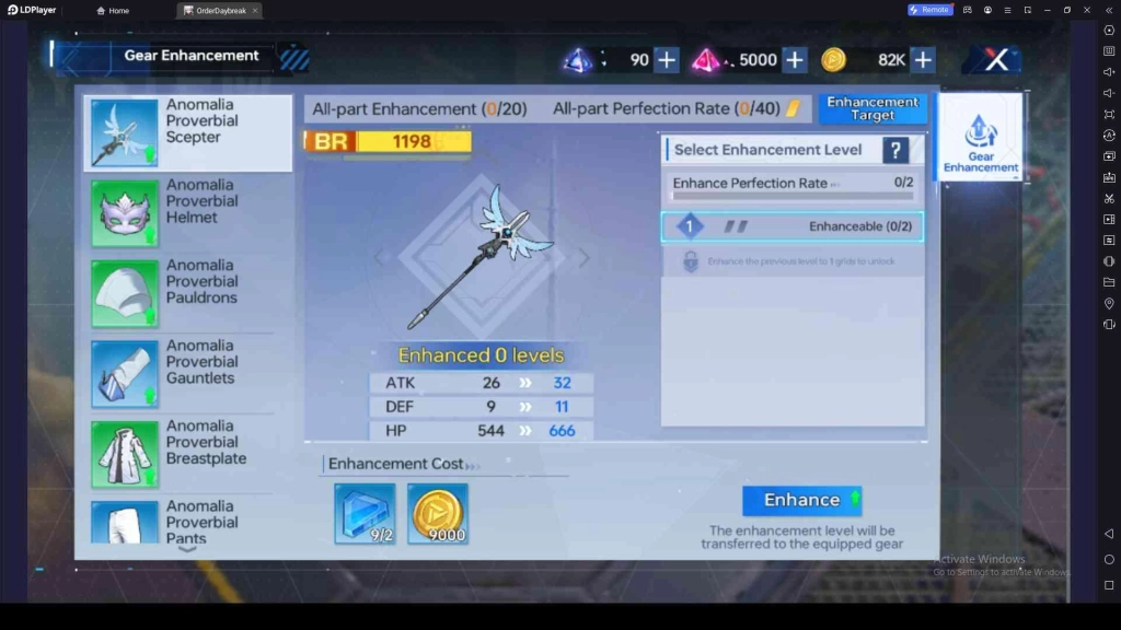 Enhance the Gear Items in Order Daybreak