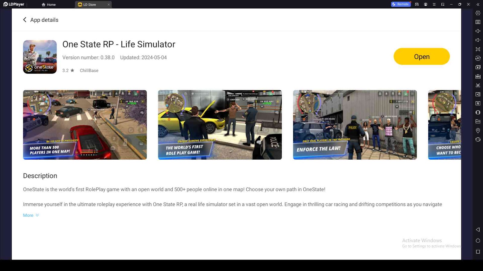 Playing One State RP – Life Simulator on LDPlayer
