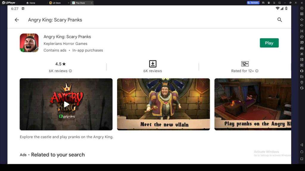 Playing Angry King: Scary Pranks on PC with LDPlayer