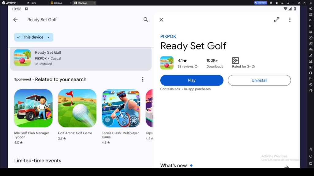Playing Ready Set Golf on LDPlayer
