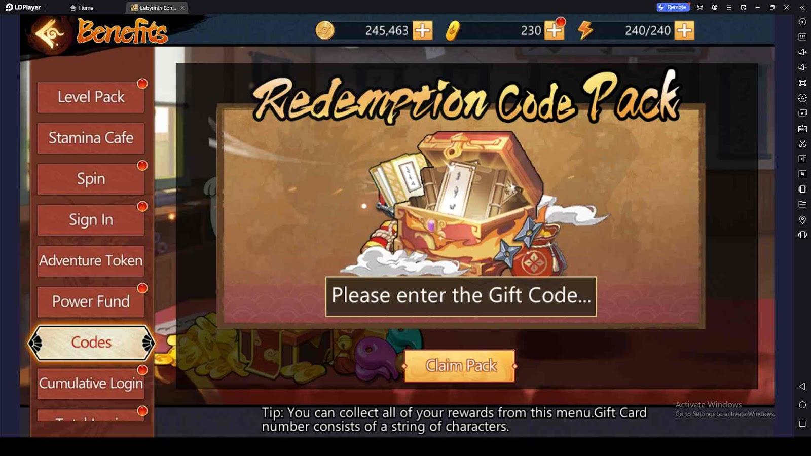 Redeeming Process for the Codes in Labyrinth Echoes