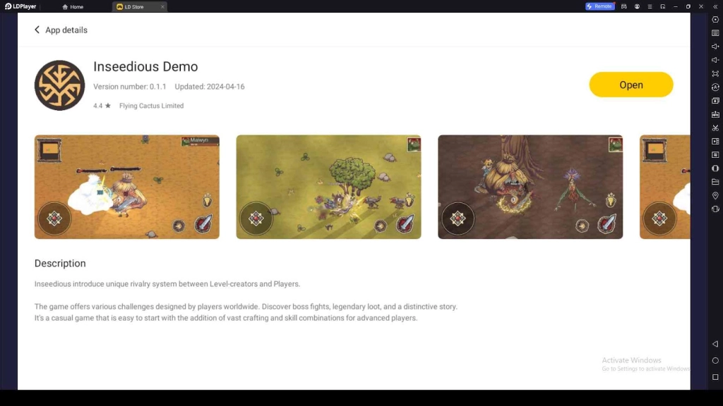 Playing Inseedious Demo on PC with LDPlayer