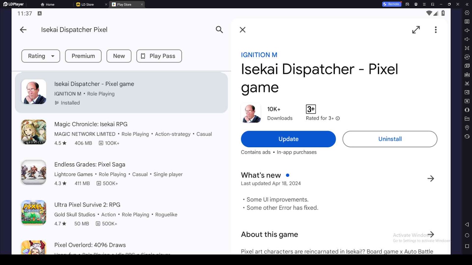 Playing Isekai Dispatcher Pixel on PC with LDPlayer