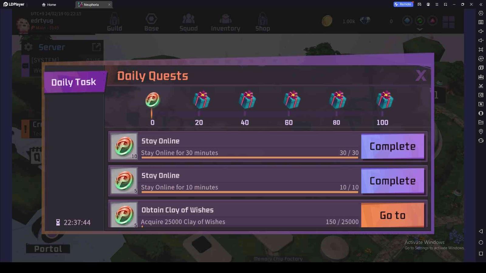 Quests and Daily Tasks