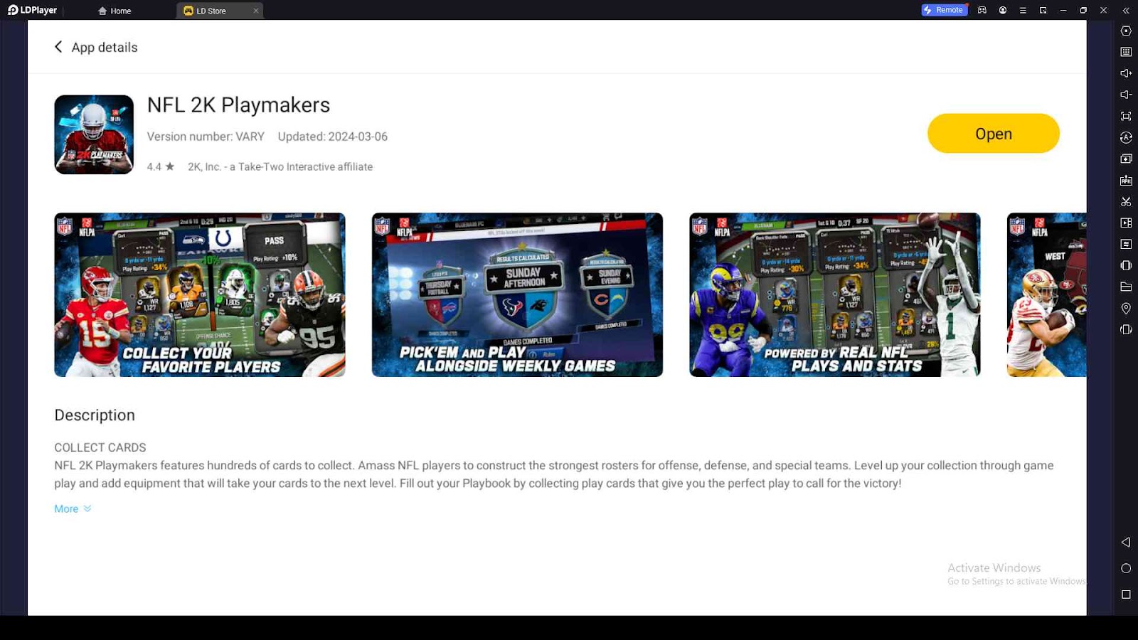 Playing NFL 2K Playmakers on PC with LDPlayer