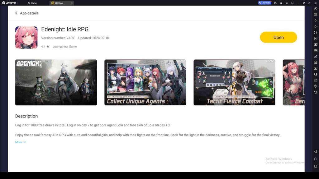 Playing Edenight Idle RPG on LDPlayer