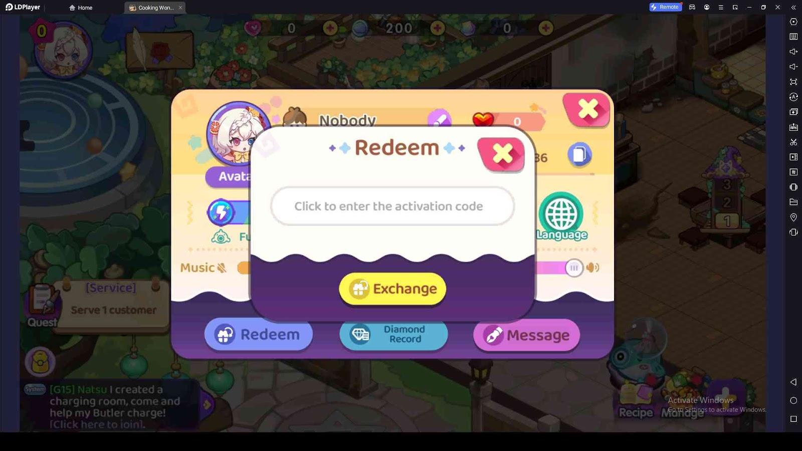 Redeeming Process for the Codes in Cooking Wonderland