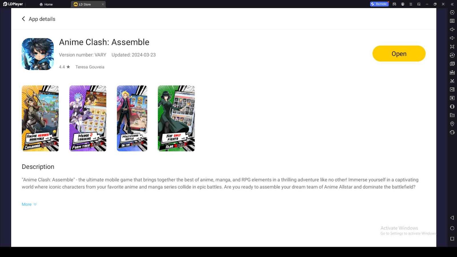 Playing Anime Clash: Assemble on PC with LDPlayer