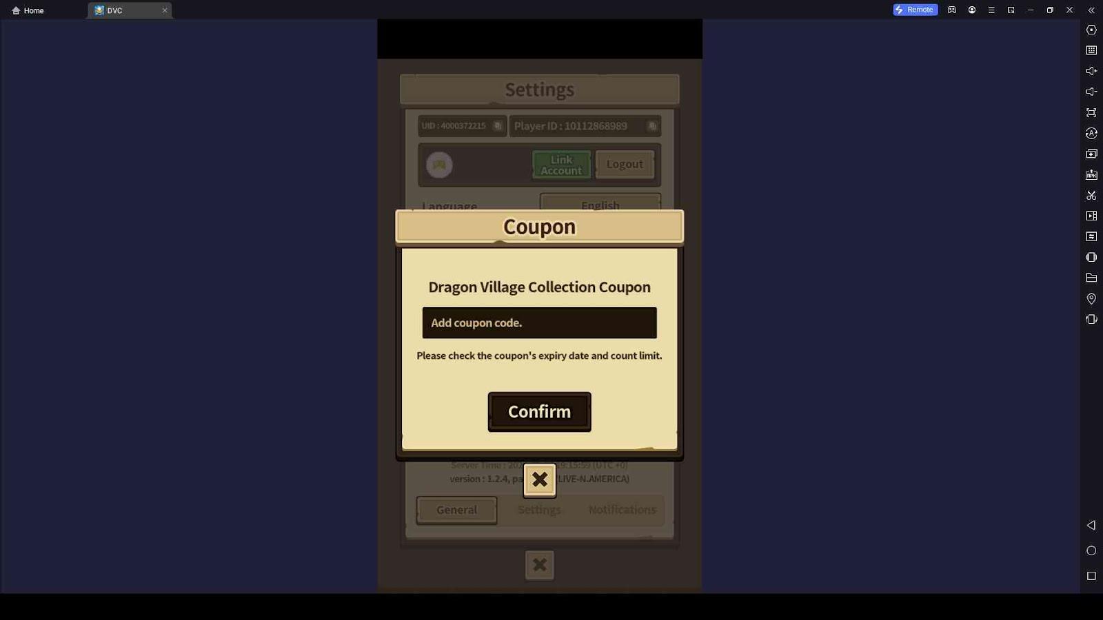 Redeeming Process for the Codes in Dragon Village Collection