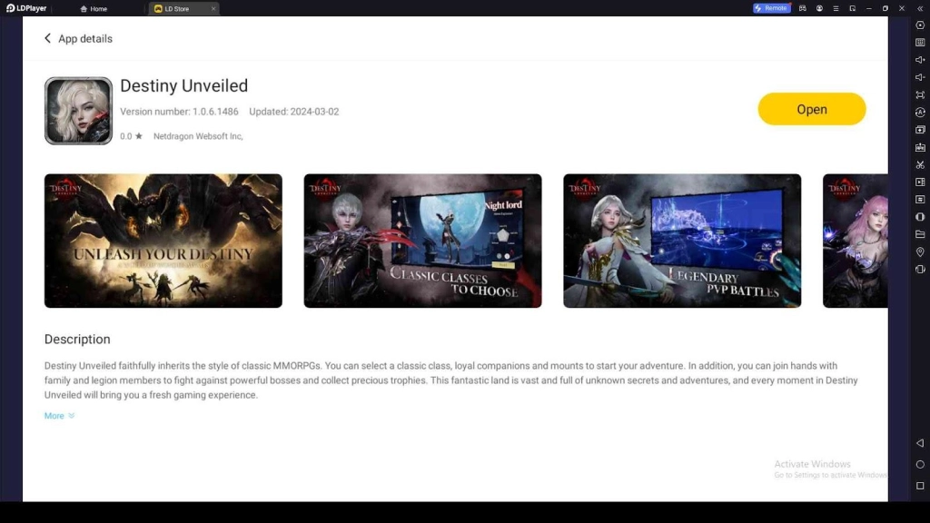 Playing Destiny Unveiled on PC with LDPlayer