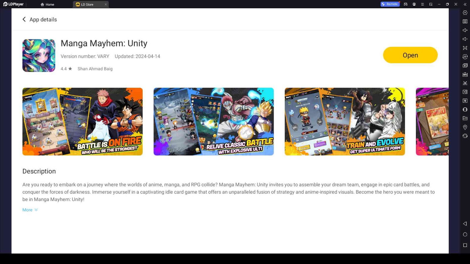 Playing Manga Mayhem: Unity on PC with LDPlayer