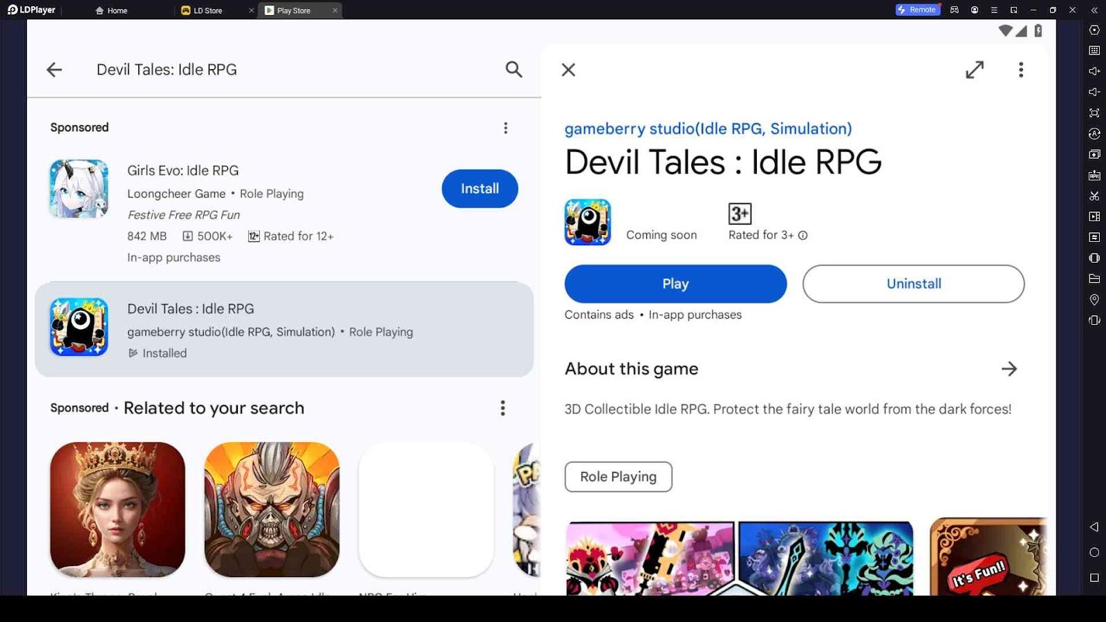 Playing Devil Tales: Idle RPG on PC with LDPlayer