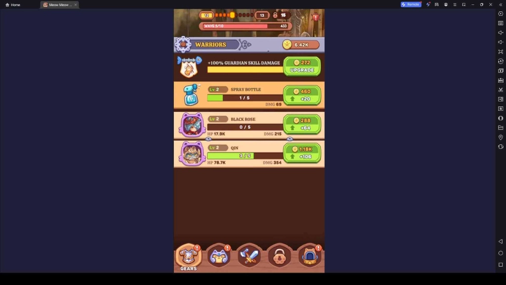Upgrade Warriors in Meow Meow Warriors 
