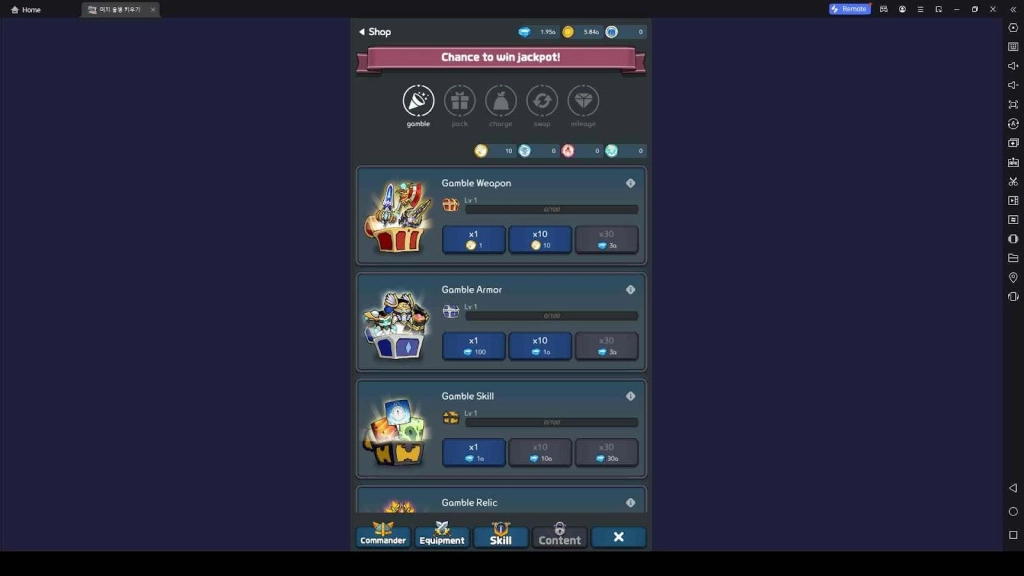 Buy Skills, Weapons, and More Necessities from the Shop
