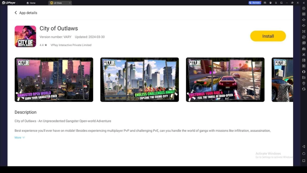 Playing City of Outlaws on PC with LDPlayer