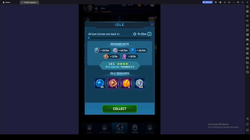Idle Rewards in XCOM LEGENDS: Squad RPG
