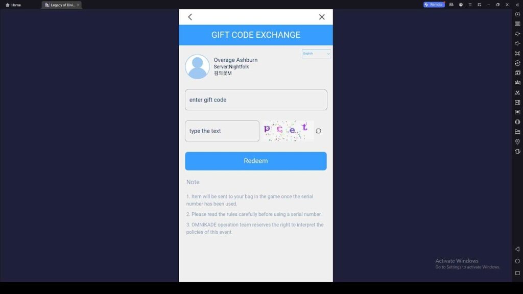 Redeeming Process for the Codes