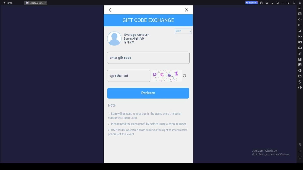 Redeeming Process for the Codes