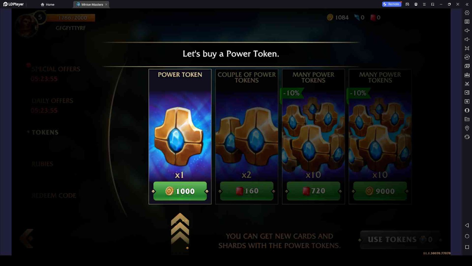 Buy New Cards with Power Tokens