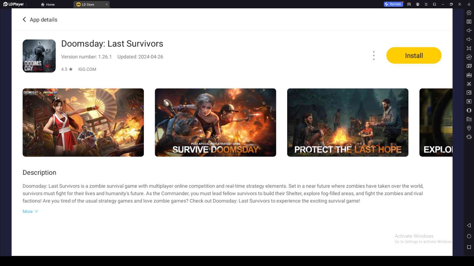 Playing Doomsday: Last Survivors on PC with LDPlayer