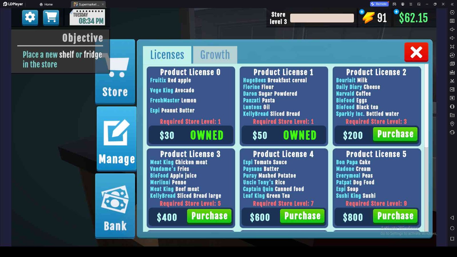 Purchase New Product Licenses in Supermarket Manager Simulator