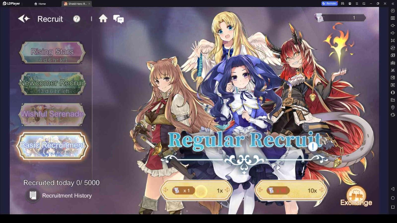 Recruit Characters in Shield Hero: RISE