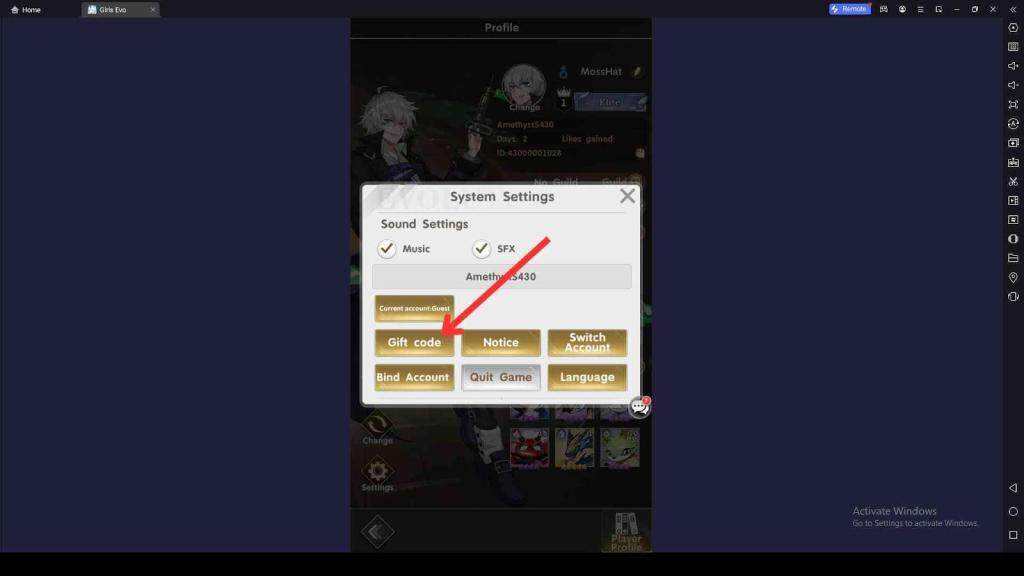 Redeeming Process for the Codes in Girls Evo Idle RPG