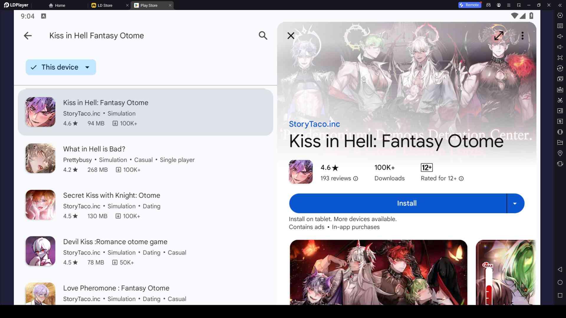 Playing Kiss in Hell Fantasy Otome on LDPlayer