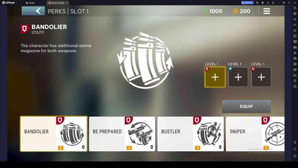 Equip the Characters with Perks before a Match