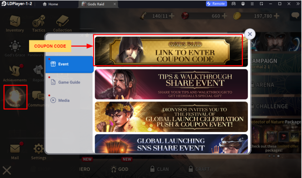 Gods Raid (Global) แจก Giftcode (1 โค้ด) อัปเดตเรื่อยๆ ไอเทมเพียบ!! พร้อมวิธีกรอก บน LDPlayer9