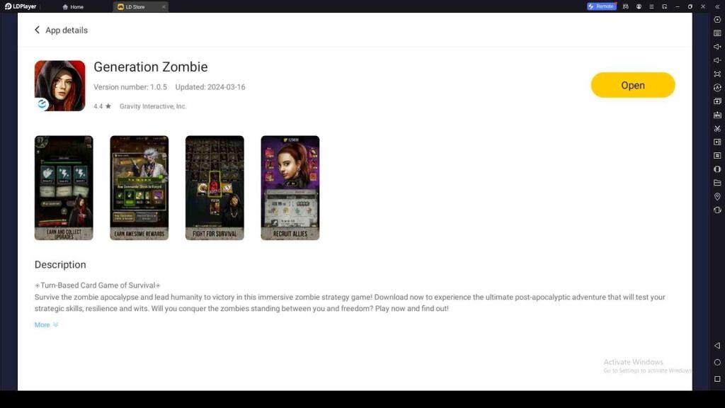 Playing Generation Zombie on PC with LDPlayer