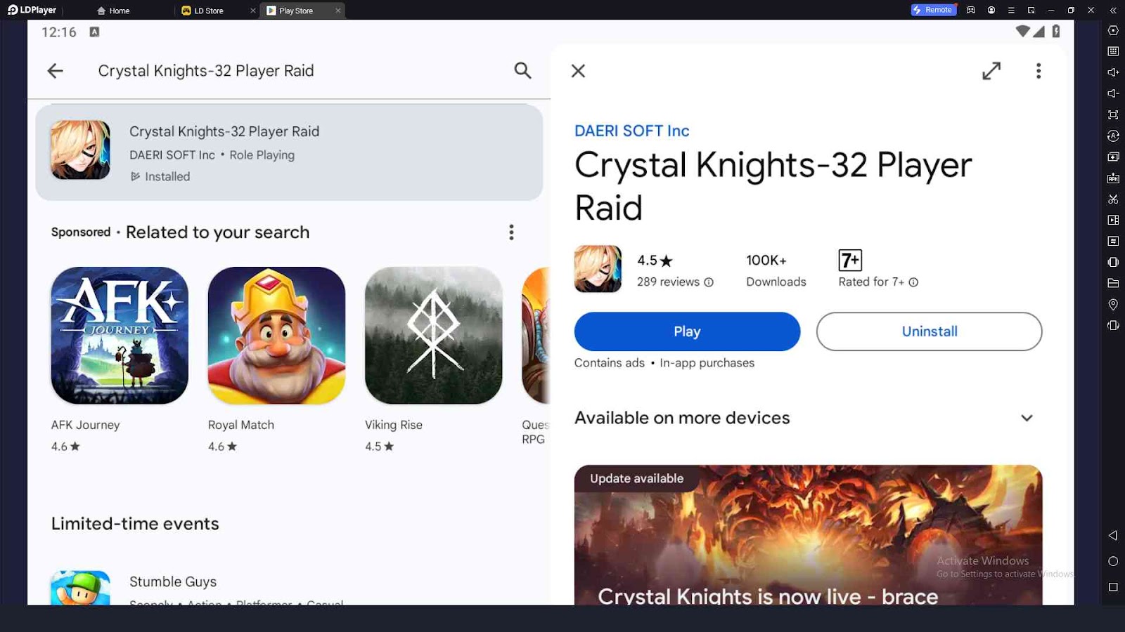 Playing Crystal Knights-32 Player Raid on PC with LDPlayer