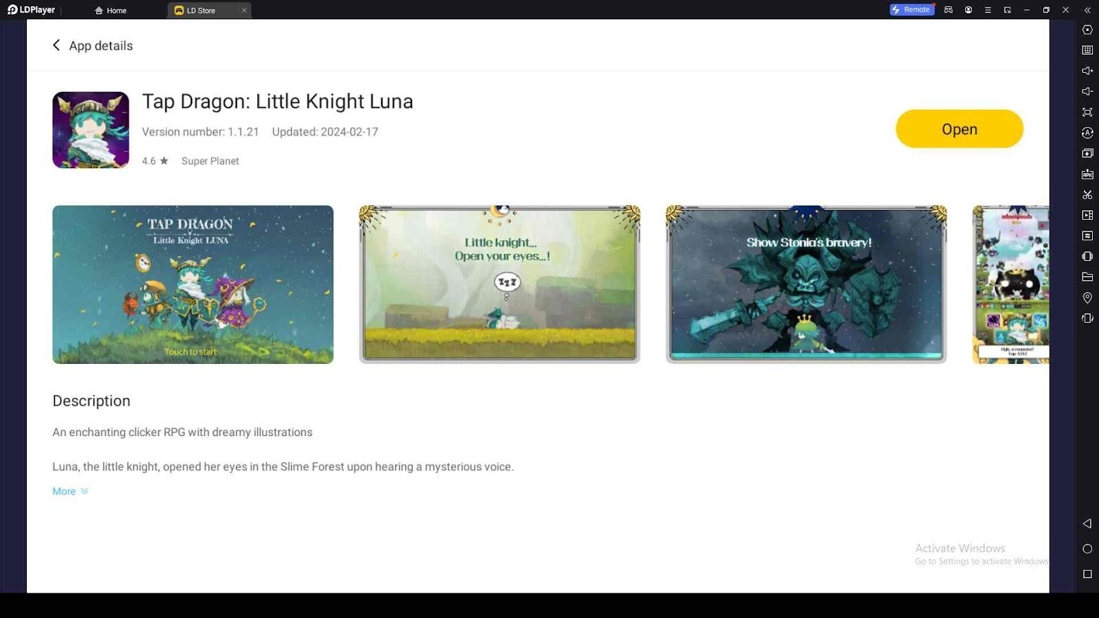 Playing Tap Dragon: Little Knight Luna on PC with LDPlayer