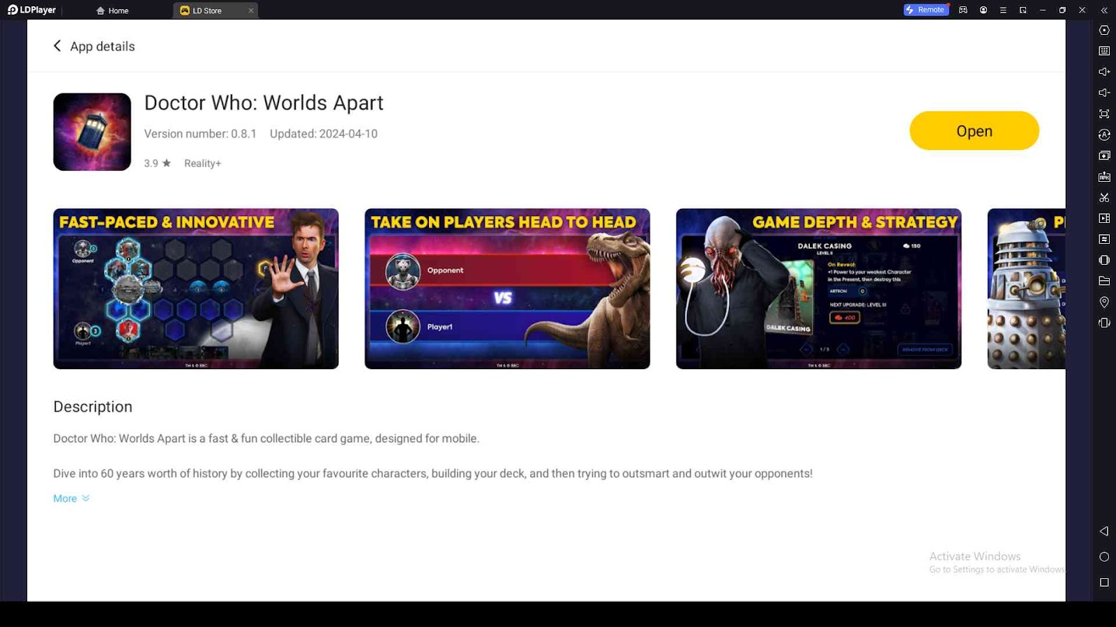 Playing Doctor Who: Worlds Apart on PC with LDPlayer