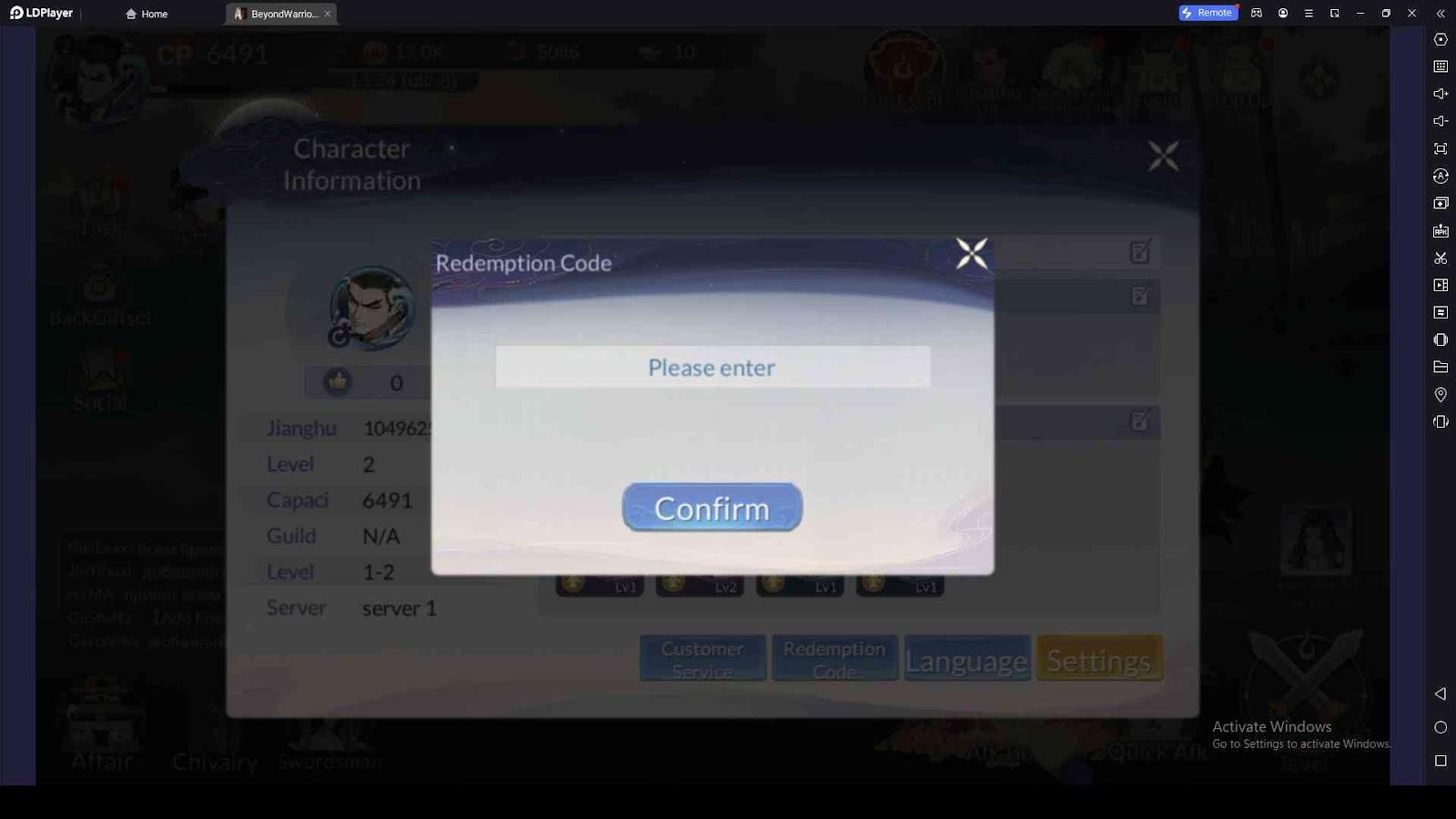 How to Redeem Codes in Beyond Warrior Idle RPG