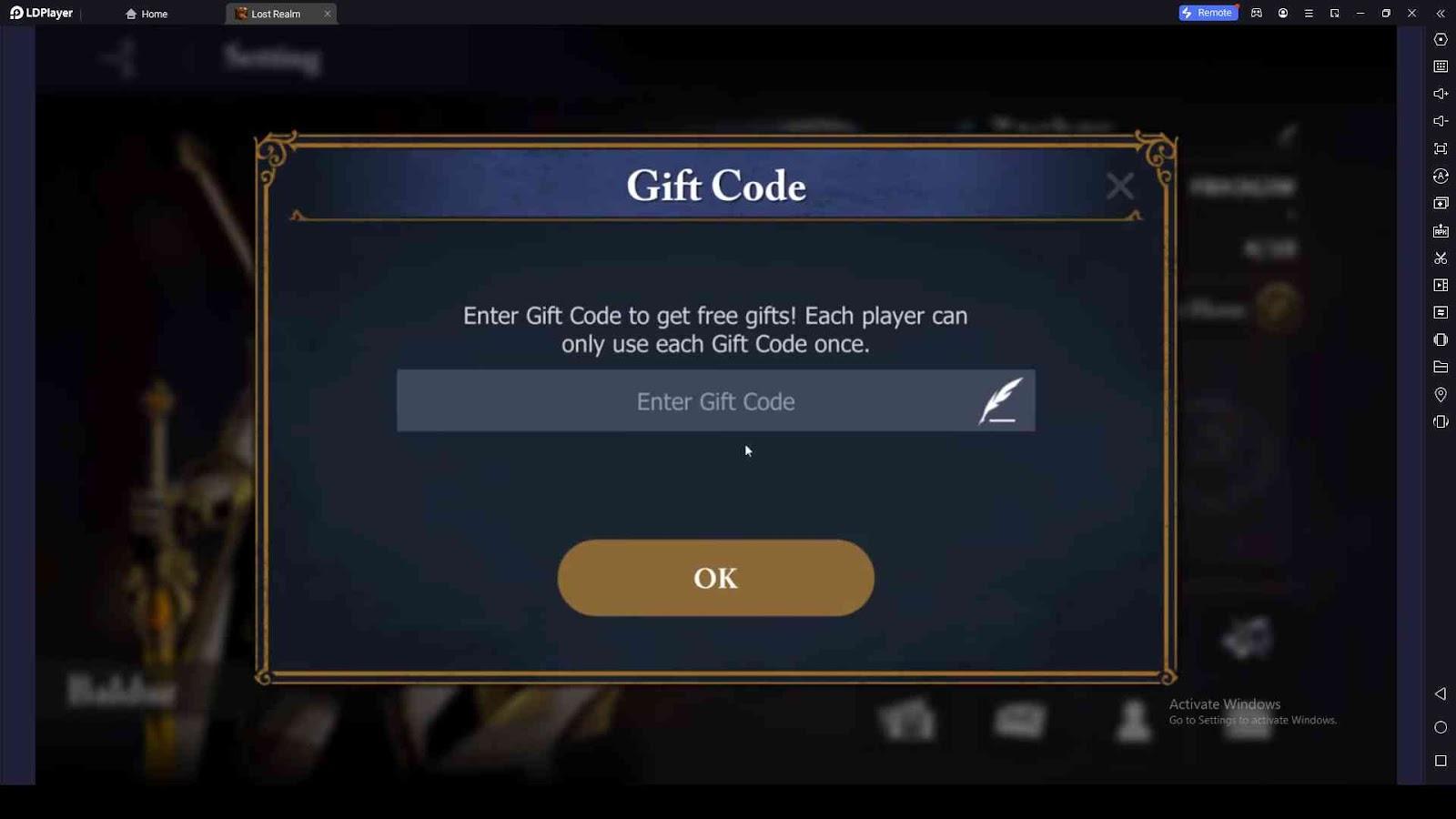 Redeeming Process for the Codes in Lost Realm: Chronorift