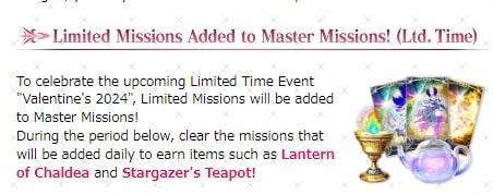 Fate/Grand Order 2024 Valentine Holiday Celebration Event Guide