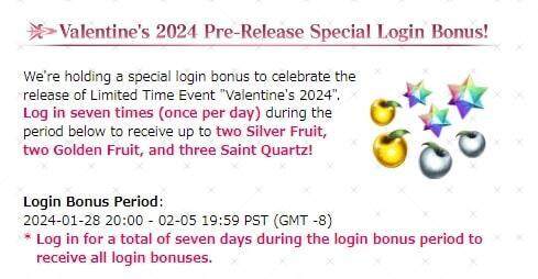 Fate/Grand Order 2024 Valentine Holiday Celebration Event Guide