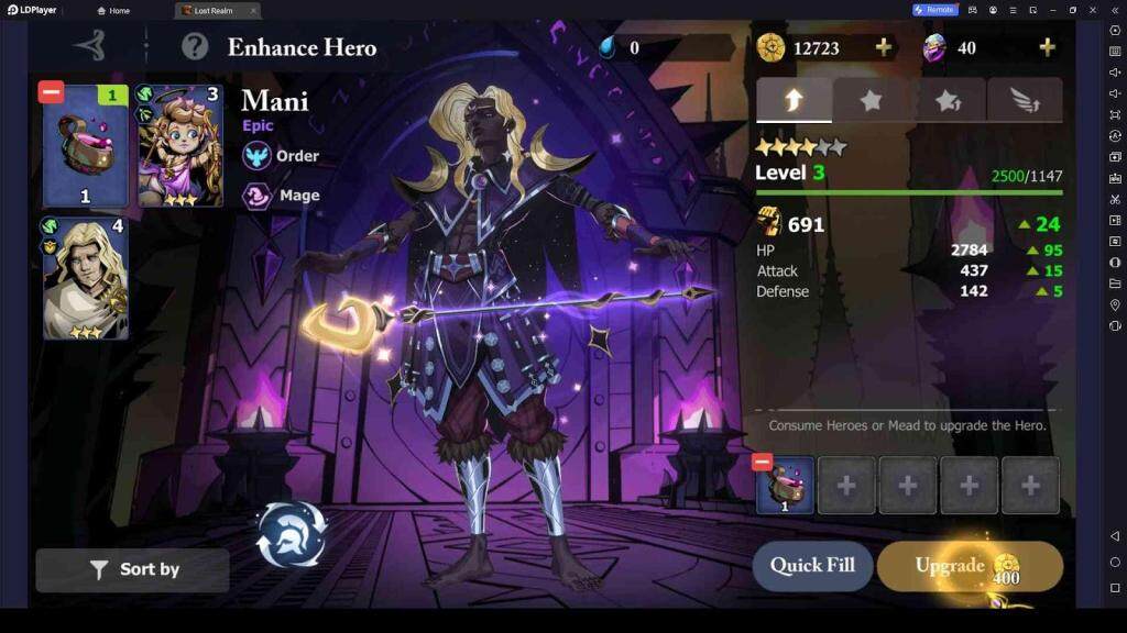 You can Level up the Heroes as Well