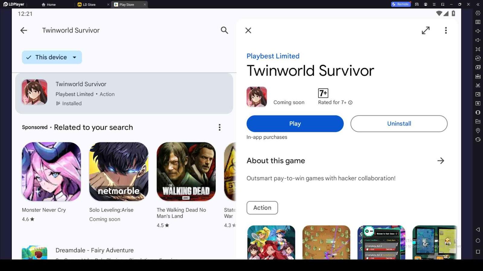 Playing Twinworld Survivor on PC with LDPlayer