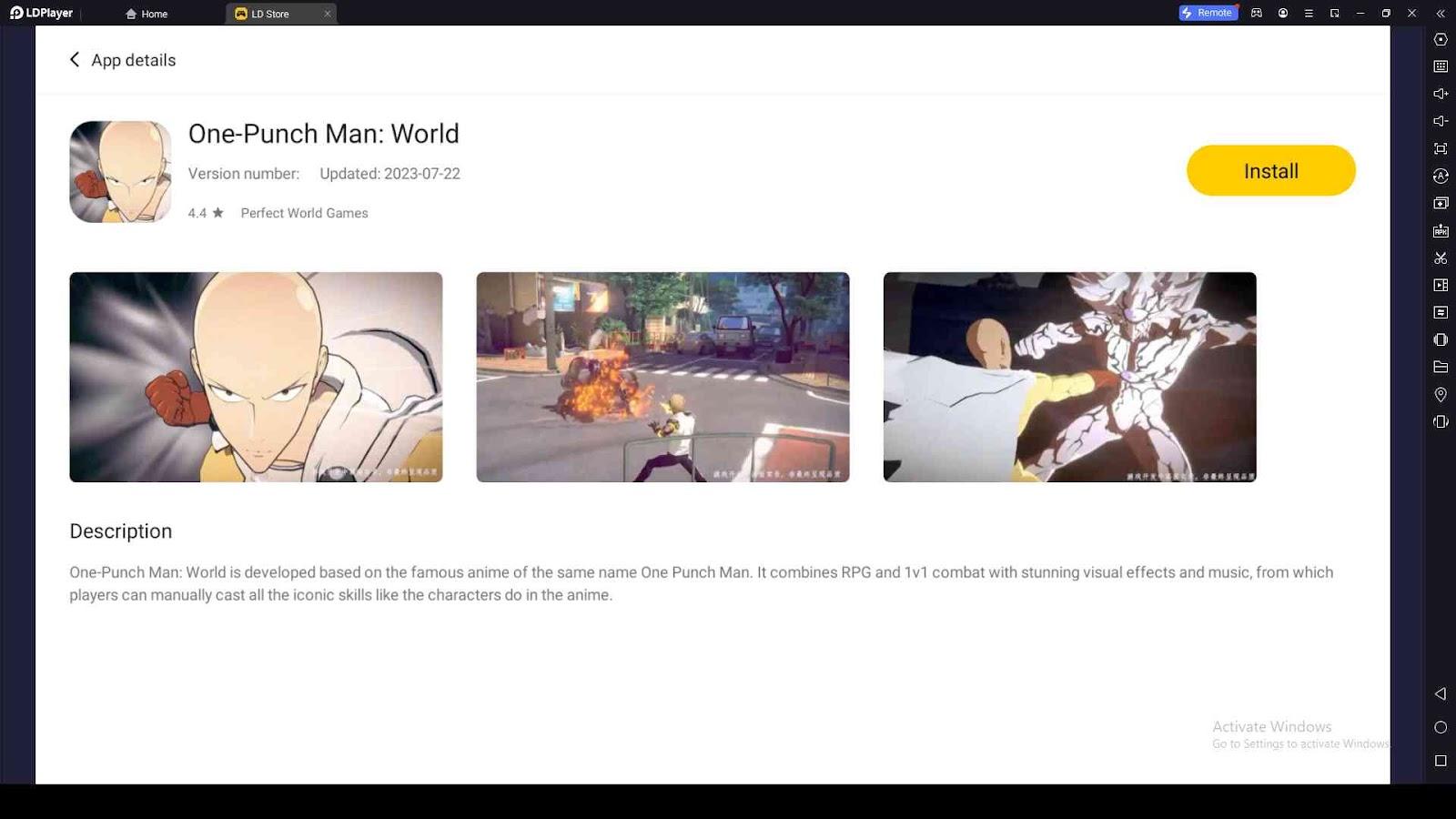 Playing One Punch Man World on PC with LDPlayer 9