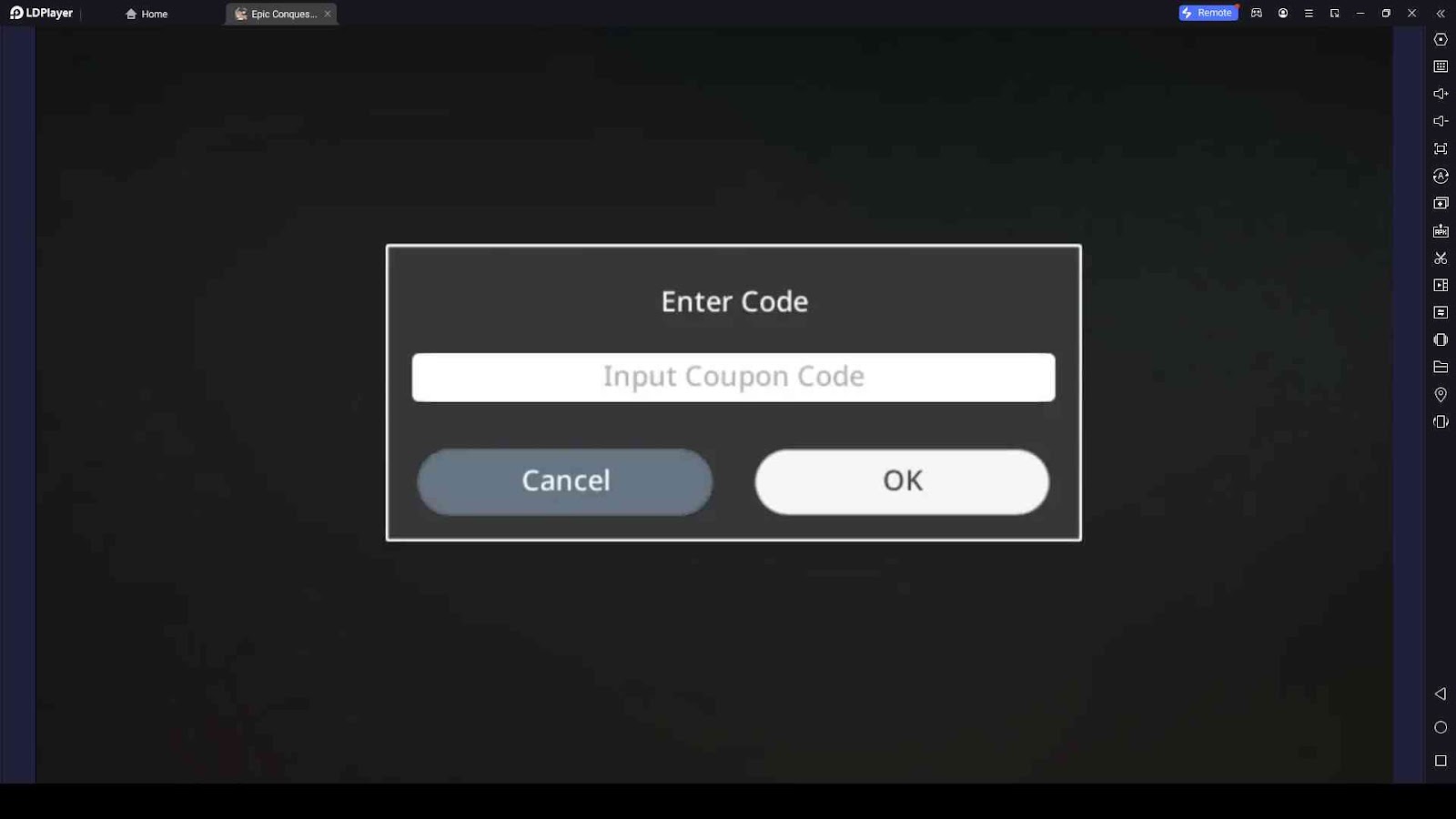 Redeeming Process for the Codes in Epic Conquest 2