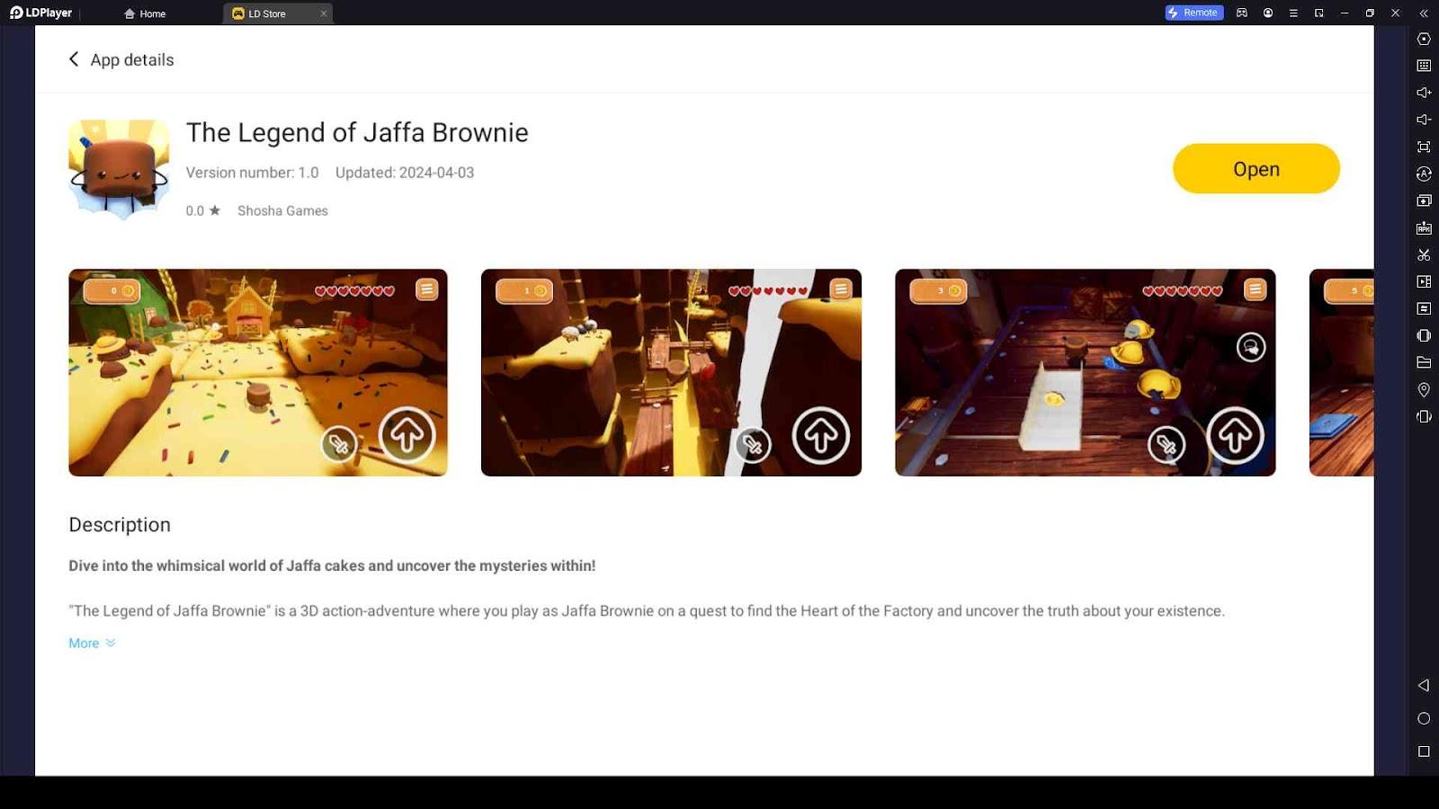 Playing The Legend of Jaffa Brownie on LDPlayer