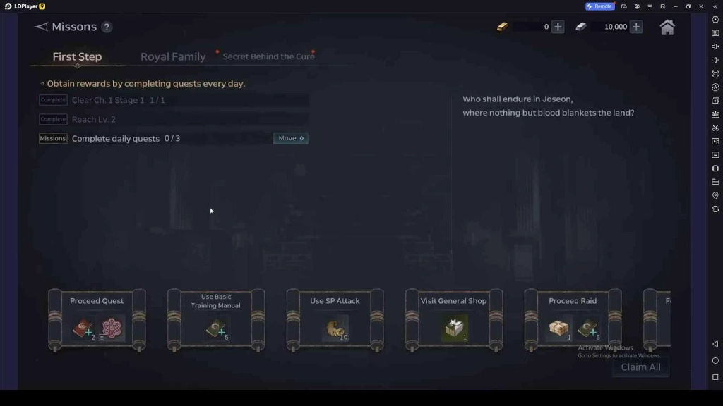 Focus on Missions in Kingdom: The Blood Gameplay