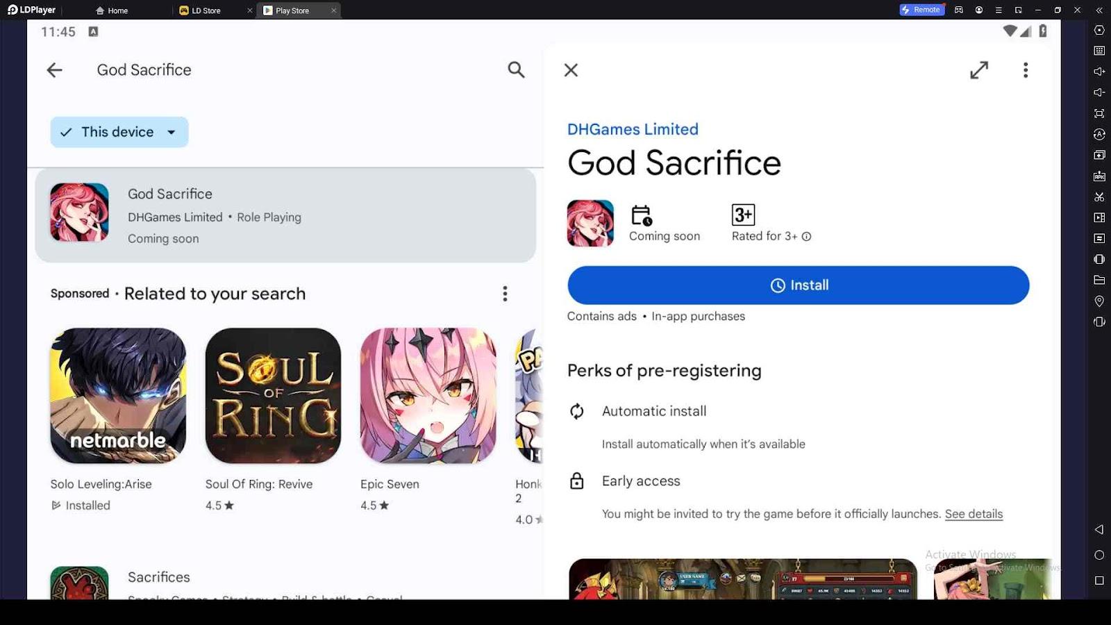 Playing God Sacrifice on PC with LDPlayer