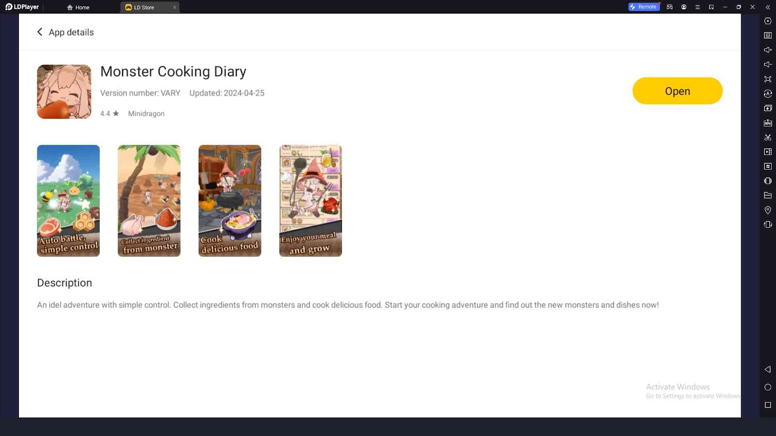 Playing Monster Cooking Diary on PC with LDPlayer